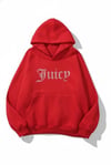 Kırmızı Taşlı Juicy Oversize Kapüşonlu Sweatshirt
