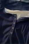 Lacivert Henley Yaka Ekli Grunge Y2K Uzun Kollu Crop