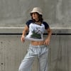 Lacivert Raglan Kollu Back To Nature Gri Melanj Kısa Kollu Crop