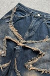 Lacivert Taşlamalı Star Vintage Y2K Unisex Baggy Şort