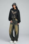 Lacivert Taşlanmış Vintage Kot Pantolon