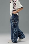 Lacivert Tribal Gotik High Roller Y2K Unisex Baggy Pantolon