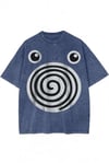 Lacivert Yıkamalı Poliwag Pokemon Unisex T-Shirt