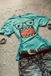 Mavi Domo Kun Harajuku Y2K Kısa Kollu Crop