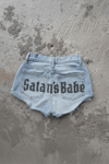 Mavi Satan's Babe Taşlı Y2K Mini Şort