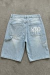 Mavi Taşlamalı MZKD Spider Y2K Baggy Unisex Şort