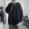 Oversize Düz Siyah Orta Kalın Kumaş (Unisex) Uzun Kollu