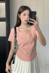 Pembe Basic Kısa Kollu Crop