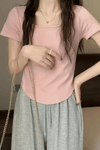Pembe Basic Kısa Kollu Crop