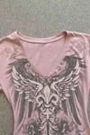 Pembe Gothic Wing Kısa Kollu Crop