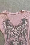 Pembe Gothic Wing Y2K Uzun Kollu Crop