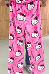 Pembe Hello Kitty Collage Peluş Eşofman