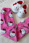 Pembe Hello Kitty Collage Peluş Eşofman
