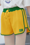 Sarı Brasil Yeşil Şeritli Şort