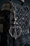Silver Skeleton Rose Dikenli Tel Kalp Çanta Süsü