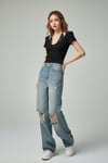 Siyah Bağlamalı Dantelli Ekli Gotik Y2K Kısa Kollu Crop
