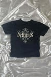 Siyah Deftones Gotik Y2K Kısa Kollu Crop