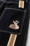 Siyah Dikiş İzli Yan Şeritli Snail Y2K Unisex Baggy Pantolon