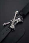Siyah Double Guitar Gotik Deri Kemer