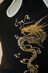 Siyah Dragon Embroidered Keyhole Harajuku Asian Y2K Askılı Crop