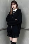 Siyah Düz Oversize Kalın Kapüşonlu Unisex Hırka