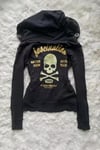Siyah Fascination Skull Gotik Harajuku Y2K Kapüşonlu Crop Hırka
