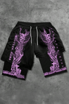 Siyah Gotik Pink Skeleton Cepli Şort