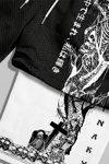 Siyah Gotik White Skeleton Cepli Şort