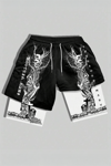 Siyah Gotik White Skeleton Cepli Şort
