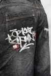 Siyah Grafiti Yıkamalı Harajuku Baggy Y2K Unisex Pantolon