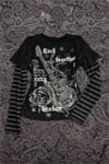 Siyah Guitar Siyah Antrasit Kollu Çizgili Y2K Unisex Sweatshirt