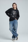 Siyah Harmful Effect Gotik Y2K İnce Kumaş Unisex Sweatshirt