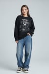 Siyah Harmful Effect Gotik Y2K İnce Kumaş Unisex Sweatshirt