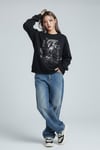 Siyah Harmful Effect Gotik Y2K İnce Kumaş Unisex Sweatshirt