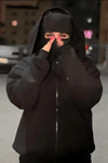 Siyah Kar Maskeli Samuray Kapüşonlu Sweatshirt