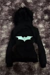 Siyah Kürklü Batman Yarasa Y2K Crop Hırka