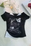 Siyah Nuit Magique Madonna Yaka Ek Askılı Kısa Kollu Full Body Crop