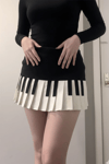 Siyah Piano Pileli Grunge Y2K Etek