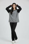 Siyah Raglan Kollu Antrasit Basic Oversize Unisex Uzun Kollu