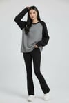Siyah Raglan Kollu Antrasit Basic Oversize Unisex Uzun Kollu