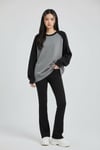 Siyah Raglan Kollu Antrasit Basic Oversize Unisex Uzun Kollu