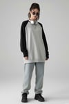 Siyah Raglan Kollu Düz Gri Melanj Oversize Unisex Uzun Kollu