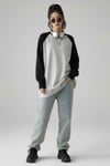 Siyah Raglan Kollu Düz Gri Melanj Oversize Unisex Uzun Kollu