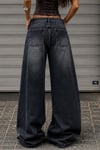 Siyah Sakura Taşlamalı Y2K Unisex Baggy Pantolon