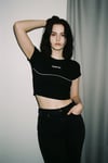 Siyah Şerit Detay Rokbb Kob Y2K Kısa Kollu Crop