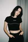Siyah Şerit Detay Rokbb Kob Y2K Kısa Kollu Crop