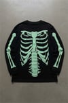 Siyah Skeleton Body Fosforlu Gotik Halloween Unisex Sweatshirt