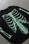 Siyah Skeleton Body Fosforlu Gotik Halloween Unisex Sweatshirt