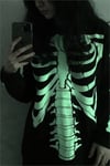 Siyah Skeleton Body Fosforlu Gotik Halloween Unisex Sweatshirt