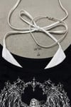 Siyah Sword Warriror Angel Madonna Yaka Ek Askılı Full Body Gotik Y2K Kısa Kollu Crop